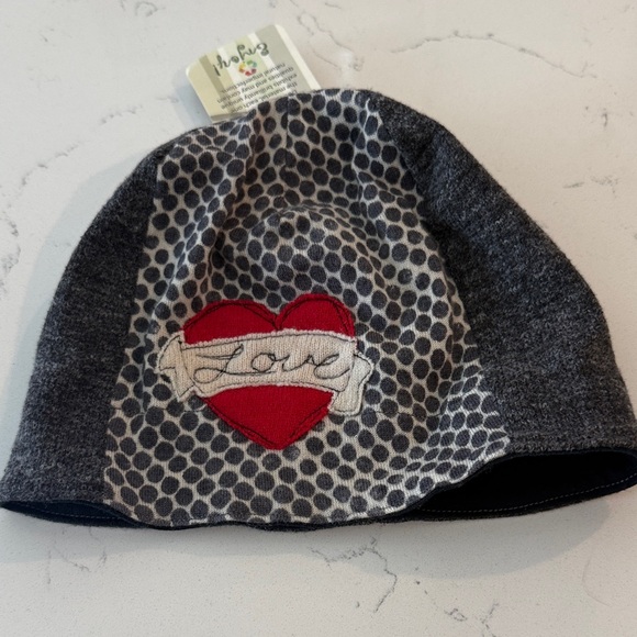 Accessories - Gray and Red Heart Beanie